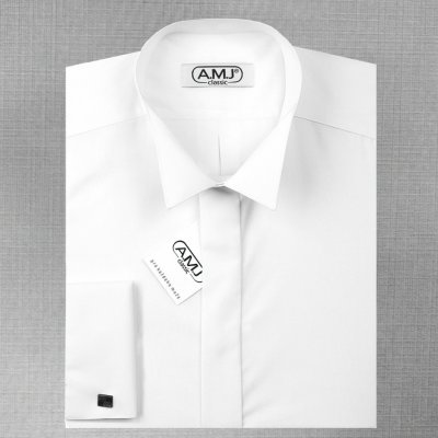 AMJ Luxusní košile s dlouhým rukávem zdobený límec JDA018SAT bílá
