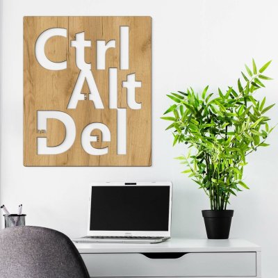 Dřevěný obraz do kanceláře - Ctrl Alt Del – Zboží Mobilmania