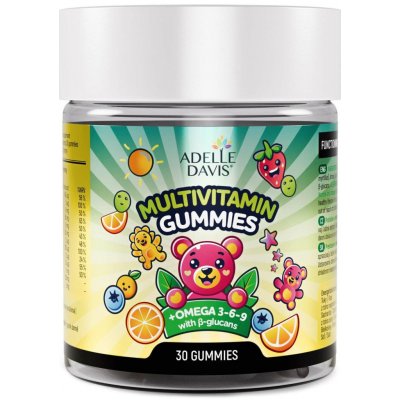 Adelle Davis MULTIVITAMIN GUMMIES + OMEGA 3,6,9 želatinové medvídci, příchuť pomeranč 30 ks – Hledejceny.cz