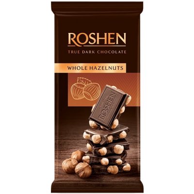 Roshen hořká čokoláda s lískovými oříšky 90 g
