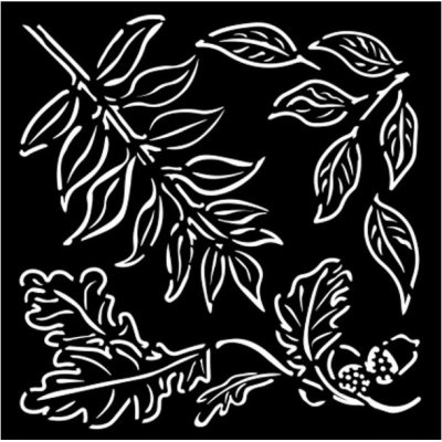 Stamperia Plastová šablona 12x12cm Listy a žalud – Zboží Dáma