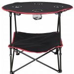 KIK KX3261 Stůl kempingový skládací s držáky na nápoje 70 cm, černý – Zboží Mobilmania