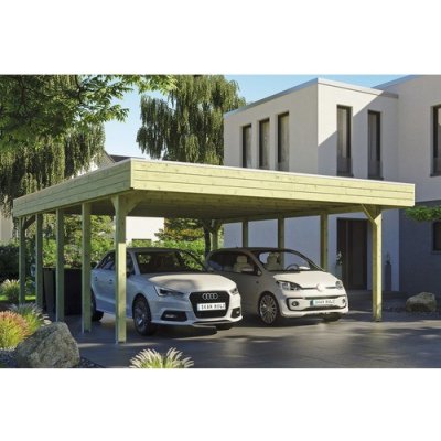 SKAN HOLZ Přístřešek na auto Friesland dvojitý 557 x 708 cm impregnovaný – HobbyKompas.cz