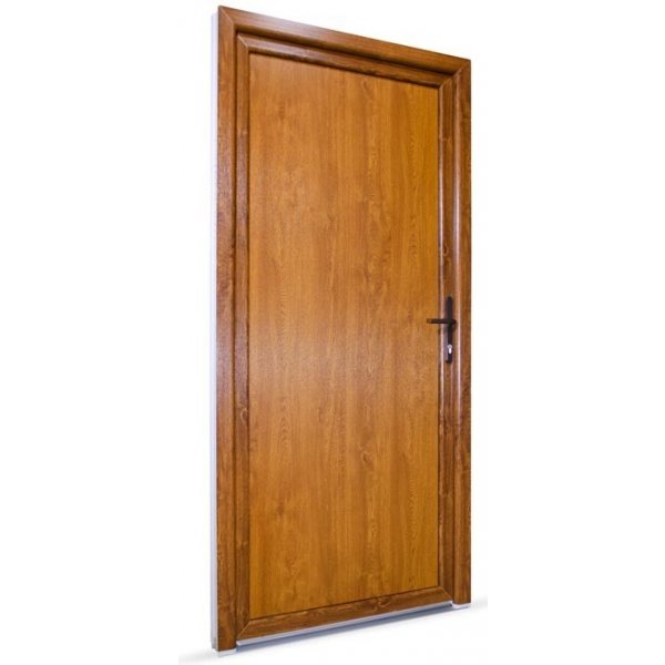 Venkovní dveře SkladOken.cz vedlejší vchodové dveře jednokřídlé 98 x 208 cm plné, bílá|zlatý dub, PRAVÉ