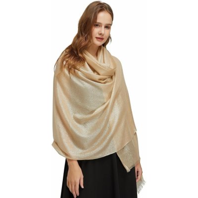 Classic Scarf zlatá šála se zlatým metalickým vláknem – Zboží Dáma