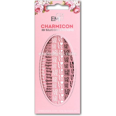 E.Mi Charmicon 3D Silicone Stickers 52 Words Black/White samolepka – Zboží Mobilmania