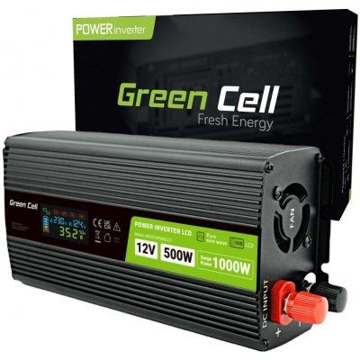 Green Cell PowerInverter LCD 12 V 500W/1000W čistá sinusoida – Sleviste.cz