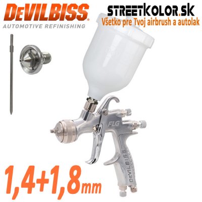 DeVilbiss FLG-5 1,4 mm stříkací pistole pro barvu a polyuretan + 1,8 mm pro plnič – Zboží Mobilmania