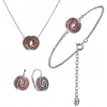 Granát Turnov Stříbrný set šperků 1473 s českým granátem, rhodiovaný - uzel klapka – Zboží Dáma