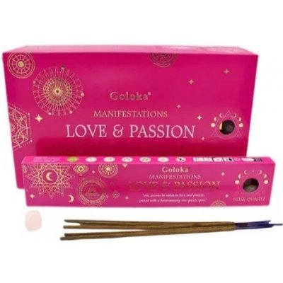 Goloka Vonné tyčinky Manifestations Love & Passion Gemstone Láska & Vášeň s růženínem 10 ks – Sleviste.cz