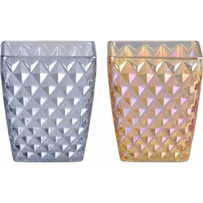 Svícen sklo 80x80x95 mm na čajovou svíčku, barevný mix – Sleviste.cz