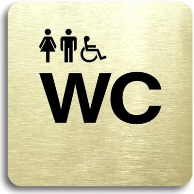 Accept Piktogram "WC ženy, muži, invalidé" (80 × 80 mm) (zlatá tabulka - černý tisk bez rámečku) – Zboží Mobilmania