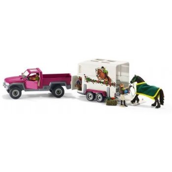 Schleich Pick-up s koňským přívěsem