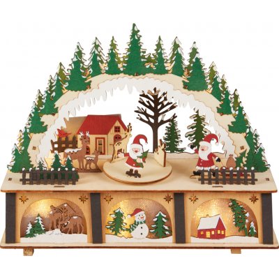 LIVARNO home Dřevěný LED domek s pohyblivými figurkami vánoční oblouk – Zboží Dáma