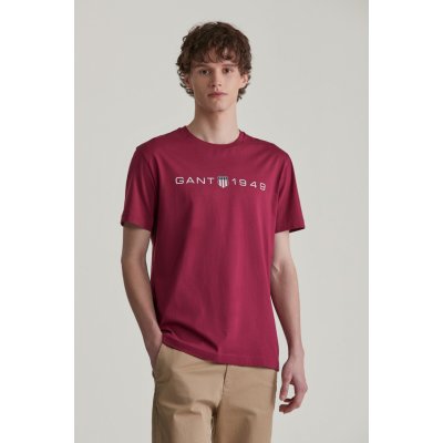 Gant PRINTED GRAPHIC SS t-shirt RICH WINE – Zboží Dáma