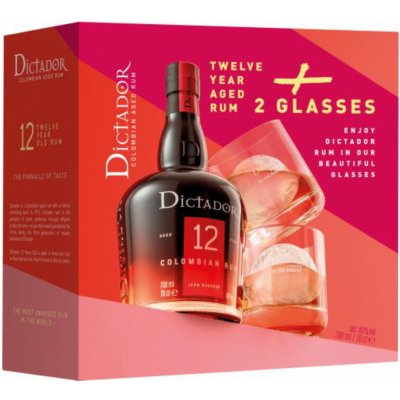 Dictador Premium 12y 40% 0,7 l (dárkové balení 2 skleničky) – Hledejceny.cz
