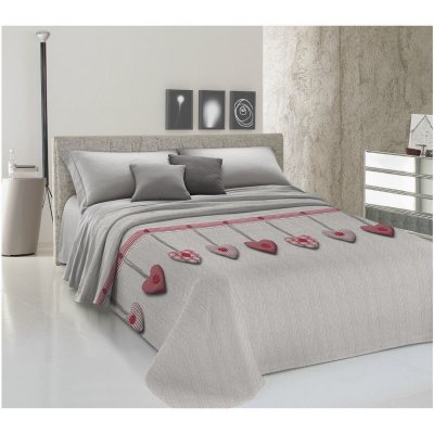Mondo Italia Přikrývka na postel Piquet Visící srdíčka rudé Rudá 260x280 cm – Zboží Mobilmania