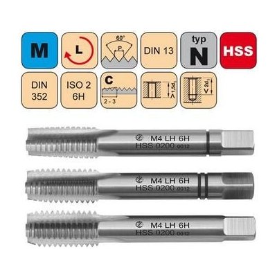 NÁSTROJE CZ Sadový závitník M6x1 SADA LH ISO2 HSS DIN 352 LEVÝ - 0200L - CZZ0200L-M6-SD-ISO2 – Hledejceny.cz
