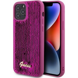 Pouzdro Guess Sequin Script Logo iPhone 12/12 Pro Magenta