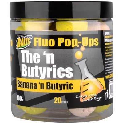 STRATEGY BAITS Plovoucí boilies POP20 THE'N BUTYRIC 100g 20mm Banana'n Butyric / banán kyselina máselná