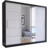 Šatní skříň Idzczak Alba 250 cm s posuvnými dveřmi a zrcadlem Stěny bílá / černá