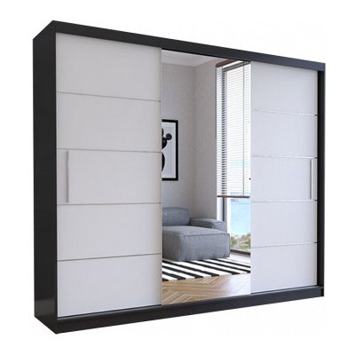 Idzczak Alba 250 cm s posuvnými dveřmi a zrcadlem Stěny bílá / černá