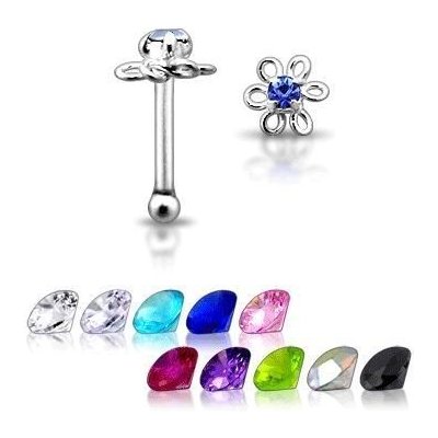 Šperky4U stříbrný piercing do nosu kytička N01002-LB – Zboží Dáma