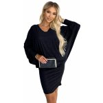 Numoco Netopýří šaty s výstřihem černé se třpytkami – Zboží Dáma