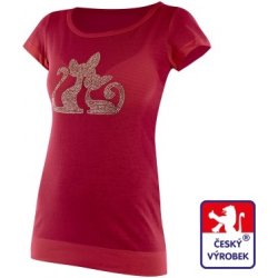 bambusové tričko prodloužené cats červená