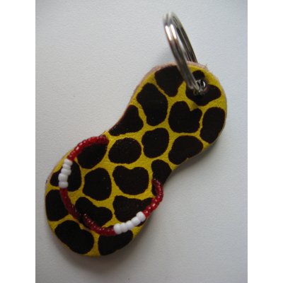Přívěsek na klíče z kůže Botička s žirafí srstí – Zboží Mobilmania
