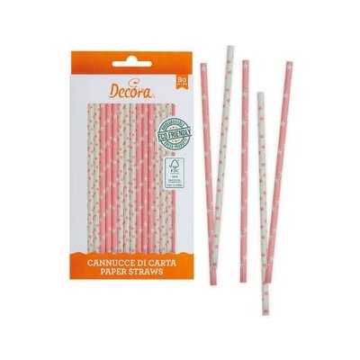 Decora Papírová brčka 80 ks růžová – Zboží Dáma