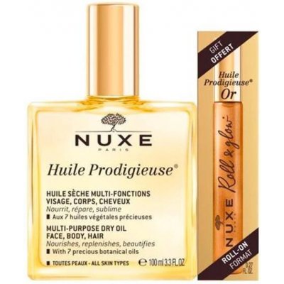 NUXE Prodigieuse Dry Oil Multifunkční suchý olej Huile Prodigieuse 100 ml a Multifunkční suchý olej se třpytkami Huile Prodigieuse OR 8 ml – Zbozi.Blesk.cz