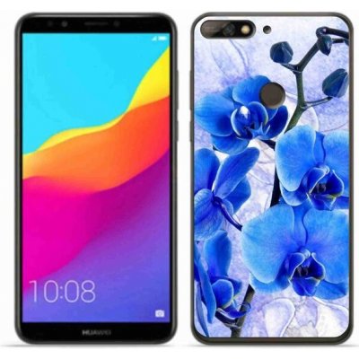 Pouzdro mmCase Gelové Huawei Y7 Prime 2018 - modré květy – Zboží Mobilmania