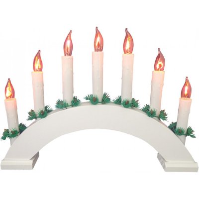 svícen vánoční el. 7 svíček PLAMEN,oblouk,dřev.bilý,do zásuvky – Zboží Mobilmania