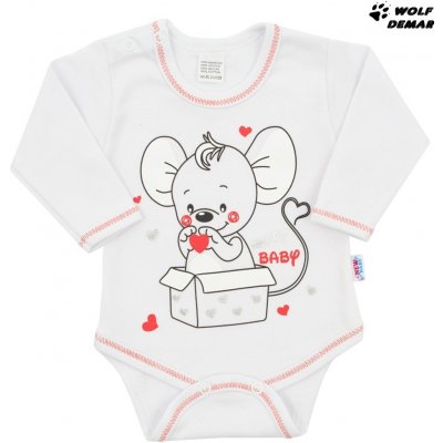 Kojenecké body dlouhý rukáv NEW BABY Mouse bílé – Zboží Mobilmania