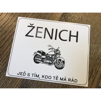 Svatba-eshop Svatební cedulka SPZ na motorku Ženich s chopperem - SPZ na svatební motorku – Zboží Dáma