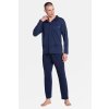 Pánské pyžamo Henderson 38363 Zander pánské pyžamo dlouhé propínací modré