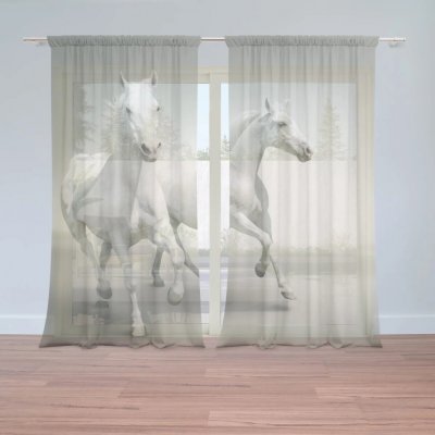 Sablio Záclony Dva bílí koně: 2ks 150x250cm – Hledejceny.cz