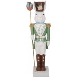 Bílo-zelená dekorace socha králík držící vajíčko XL 28*23*96 cm – Hledejceny.cz