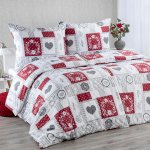 decoDoma povlečení mikrovlákno PATCHWORK SRDCE 2x 140x200 70x90 – Sleviste.cz