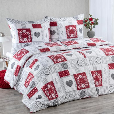 decoDoma povlečení mikrovlákno PATCHWORK SRDCE 2x 140x200 70x90 – Sleviste.cz