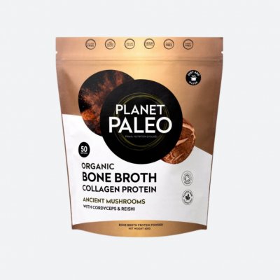 Planet Paleo Organic Bone Broth Ancient Mushrooms Hovězí vývar a protein s houbami 450 g – Hledejceny.cz