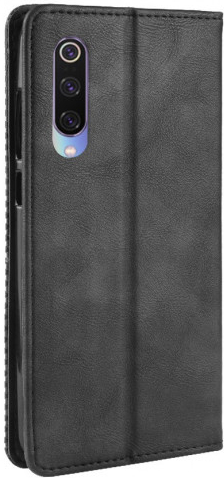 Pouzdro JustKing flipové koženkové vintage Xiaomi Mi 9 - černé