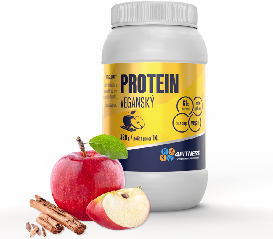 4fitness.cz Veganský protein s jablkem a skořicí 420 g