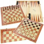 Klasické dřevěné šachy Desková hra 3v1 Vrhcáby Tryktrak 48x48 cm – Zboží Živě