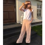 Dívčí kalhoty s širokými nohavicemi béžové – Zboží Dáma