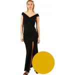 Dámské plesové šaty s rozparkem 418756 hořčicová – Zboží Mobilmania