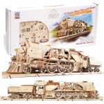 Ugears 3D mechanické puzzle Lokomotiva V-Express s vagónem 538 ks – Zboží Dáma