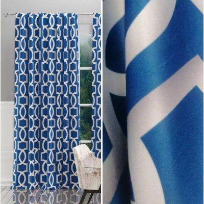 Metrážový závěs modro bílý šířka 140 cm – Zboží Mobilmania