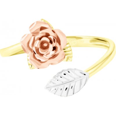 Gemmax Jewelry prsten Růže ze žluto-bílo-růžového zlata GLRCN01379 – Zboží Mobilmania
